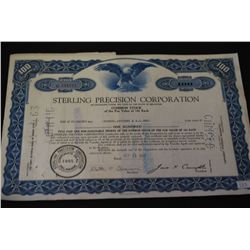 Sterling Precision Corp. Stock Certificate Dated 1961; EST. $5-10