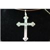 Image 1 : Brown Leather Necklace With Large Cross Charm; EST. $5-10