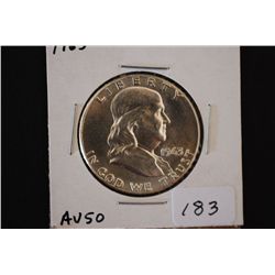 1963 Ben Franklin Half Dollar; AU50; EST. $10-20