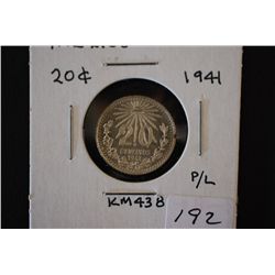 1941-M Mexico 20 Centavos Foreign Coin; EST. $5-10