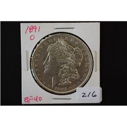 1891-O Silver Morgan $1; EF40; EST. $30-50