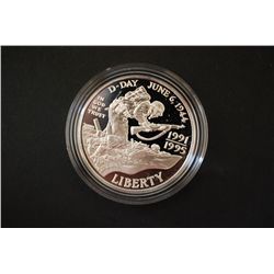 1991/1995-W WWII 50th Anniversary Commerative $1 Silver Proof; 90% Silver .76 Oz.; EST. $40-60