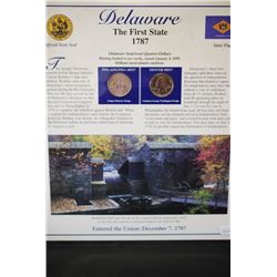 1999 Delaware State Mint Quarter Set W/US Postal Stamps; P&D Mints; EST. $3-6