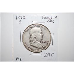 1952-S Ben Franklin Half Dollar; F12; EST. $10-20