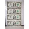 Image 1 : 2003-A US Federal Reserve Note $2; San Francisco CA Reserve; Lot of 4 Uncut Bills; EST. $20-30
