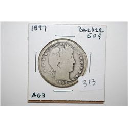 1897 Barber Half Dollar; AG3; EST. $16-25