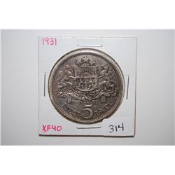 1931 Latvian 5 Pieci Lati Foreign Coin; XF40; EST. $15-30