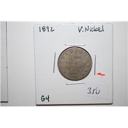 1892 V-Nickel; G4; EST. $5-10