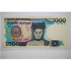 1987 Indonesia 1000 Seribu Rupiah Foreign Bank Note; EST. $5-10