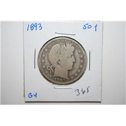 1893 Barber Half Dollar; G4; EST. $10-20