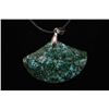 Image 2 : Black Leather Necklace With Fan Shaped Multi Colored Stone; EST. $20-30