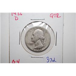 1936-D Washington Quarter; G4; EST. $10-25