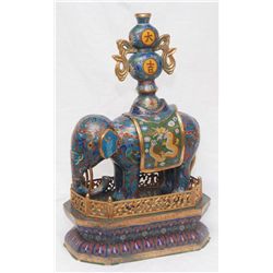 CHINESE CLOISONNE ELEPHANT FORM INCENSE BURNER