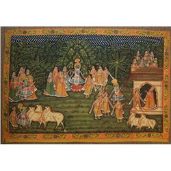 18th/19th CENTURY INDIAN OIL PAINTING ON SILK