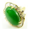 Image 5 : 18K YG 12.50CT JADEITE CABOCHON & DIAMOND RING