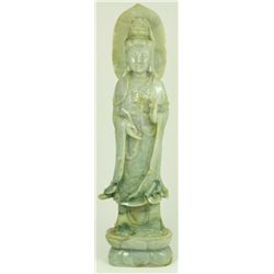 CHINESE QING CARVED JADEITE QUAN YIN FIGURE
