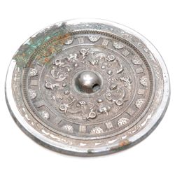 CHINESE TANG DYNASTY SILVERED BRONZE MIRROR