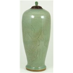 MING DYNASTY CELADON PORCELAIN & JADEITE VASE