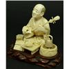 Image 3 : JAPANESE CARVED IVORY STUDY OF SEATED MUSICIAN