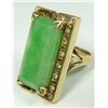 Image 3 : 14K YELLOW GOLD JADEITE & DIAMOND RING