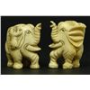 Image 1 : 2 JAPANESE CARVED IVORY ELEPHANT NETSUKE FIGURE