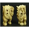 Image 5 : 2 JAPANESE CARVED IVORY ELEPHANT NETSUKE FIGURE