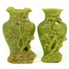 Image 1 : PAIR OF CHINESE GREEN SOAPSTONE HIGH RELIEF VASES