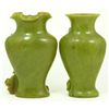 Image 8 : PAIR OF CHINESE GREEN SOAPSTONE HIGH RELIEF VASES