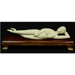 CHINESE HAND CARVED IVORY DOCTORS LADY FIGURE
