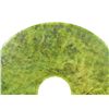 Image 2 : CHINESE CARVED SPINACH JADE PI DISC WITH STAND