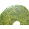 Image 6 : CHINESE CARVED SPINACH JADE PI DISC WITH STAND