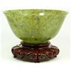 Image 2 : Pr THINLY CARVED MOTTLED SPINACH JADE BOWL