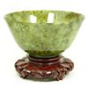 Image 6 : Pr THINLY CARVED MOTTLED SPINACH JADE BOWL