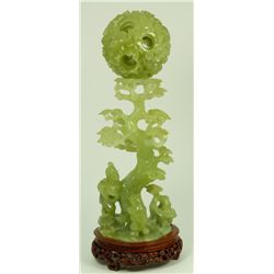 CARVED SERPENTINE 9 LAYER CONCENTRIC BALL & STAND