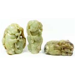 3 CHINESE CARVED NEPHRITE JADE STUDIES