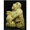 Image 2 : JAPANESE IVORY NETSUKE FIGURE OF BUDDHA SIGNED