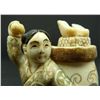 Image 5 : JAPANESE CARVED IVORY NETSUKE OF BOYS SIGNED