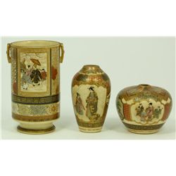 3 JAPANESE SATSUMA PORCELAIN MINIATURE VASES