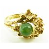 Image 1 : 18K YELLOW GOLD AND JADE FLORAL RING
