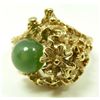 Image 2 : 18K YELLOW GOLD AND JADE FLORAL RING