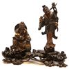 Image 1 : PAIR OF CHINESE CARVED WOOD FIGURES ON JOINED BASE