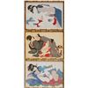 Image 1 : 3 JAPANESE EROTIC SCENE WOODBLOCK PRINTS