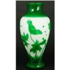 Image 1 : PEKING GLASS GREEN ON WHITE FISH SCENE VASE