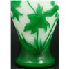 Image 2 : PEKING GLASS GREEN ON WHITE FISH SCENE VASE