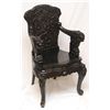 Image 1 : CHINESE CARVED AND LACQUERED BLACK ARMCHAIR
