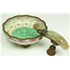 Image 1 : CHINESE ENAMELED COPPER BOWL w DRAGON SCEPTER
