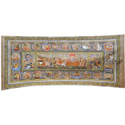 ANTIQUE TIBETAN OIL PAINTING ON CANVAS THANGKA