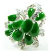Image 1 : 14K WHITE GOLD BURMESE JADE & DIAMOND RING