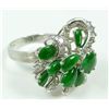 Image 2 : 14K WHITE GOLD BURMESE JADE & DIAMOND RING