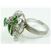 Image 4 : 14K WHITE GOLD BURMESE JADE & DIAMOND RING
